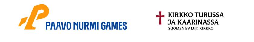 Paavo Nurmi Games ja Kirkko Turussa ja Kaarinassa -logot.