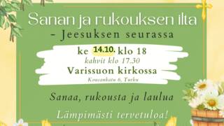 Mainos, vihreää ja keltaista.