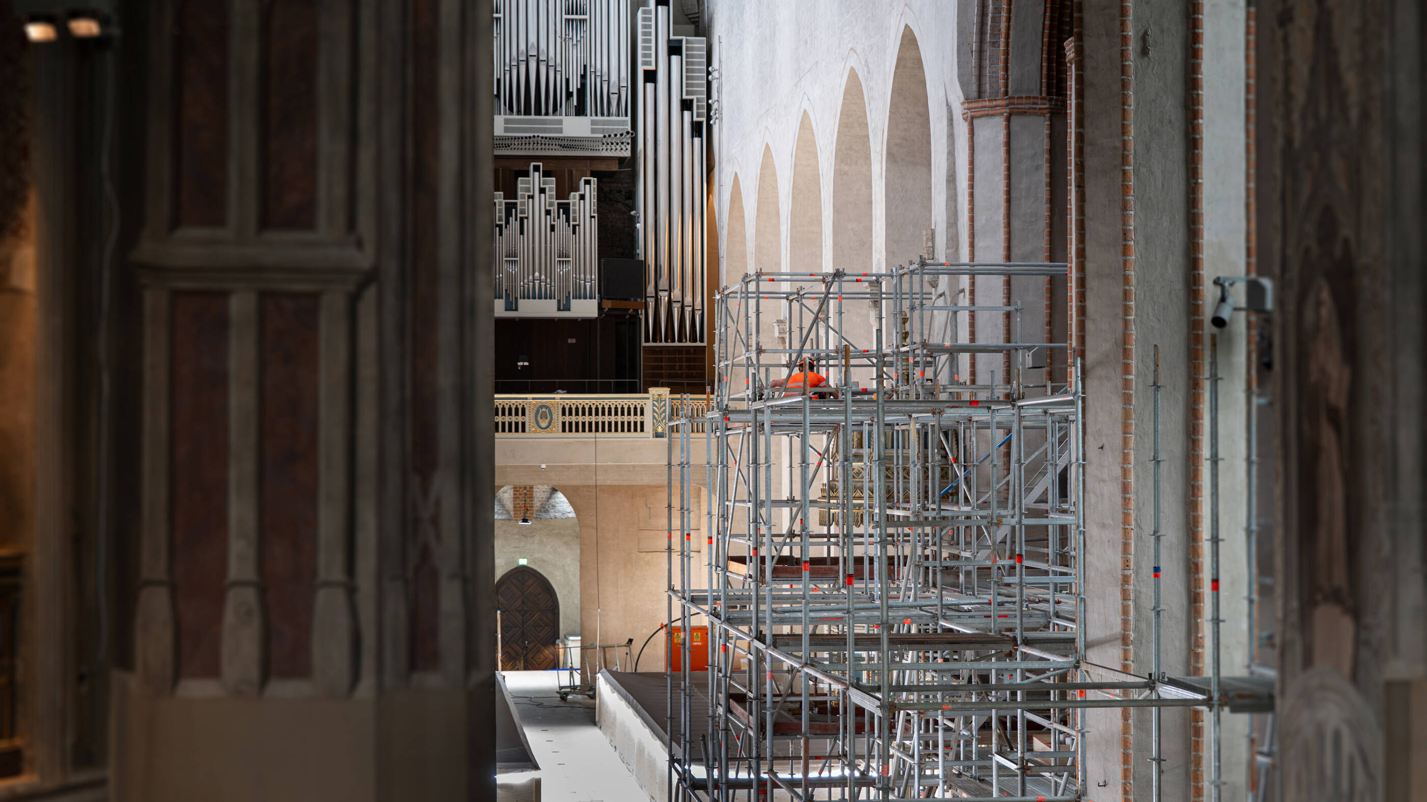 Byggnadsställningar i Domkyrkan