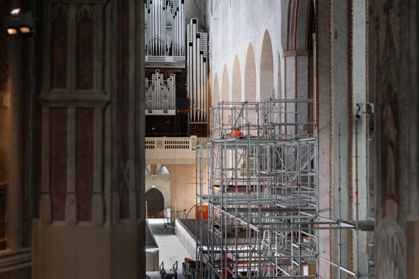 Byggnadsställningar i Domkyrkan