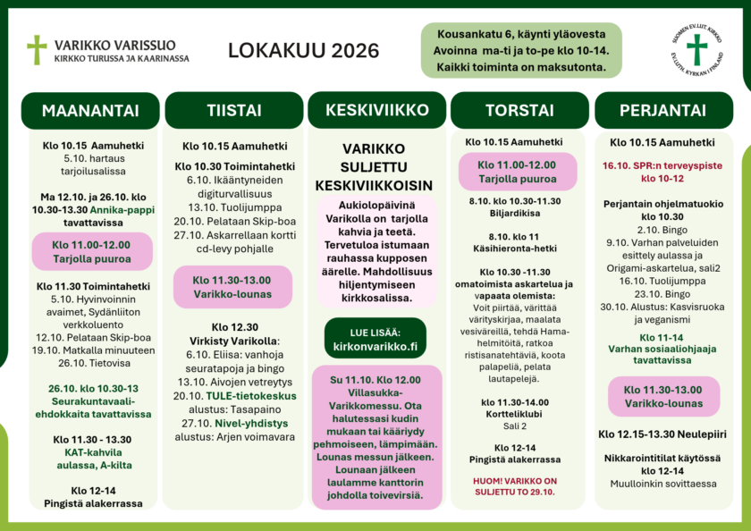 Lokakuun ohjelma kuvana